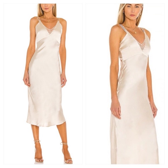 NWT REVOLVE x Camila Coelho Deanna Midi Dress In Champagne - Picture 2 of 10
